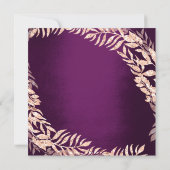 誕生田パーティーリースグリッターバラ金ゴールドプラムパープル 招待状 (裏面)