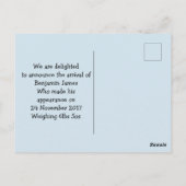 誕生発表カスタム写真男の赤ちゃん ポストカード (裏面)