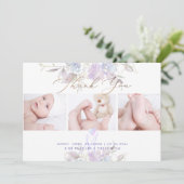 誕生発表シャワ感謝していーUパープルスイートピー 招待状 (スタンド正面)