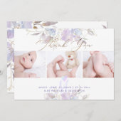 誕生発表シャワ感謝していーUパープルスイートピー 招待状 (正面/裏面)