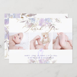 誕生発表シャワ感謝していーUパープルスイートピー 招待状