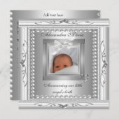 誕生発表シルバーフォトフレーム弓 案内状 (正面/裏面)