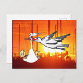 誕生発表ストーク&ベビーDIYポストカード ポストカード (正面/裏面)