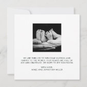 誕生発表ツインズミニマリストスクエアカード 招待状 (裏面)