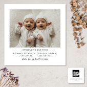 誕生発表ツインズミニマリストスクエアカード 招待状