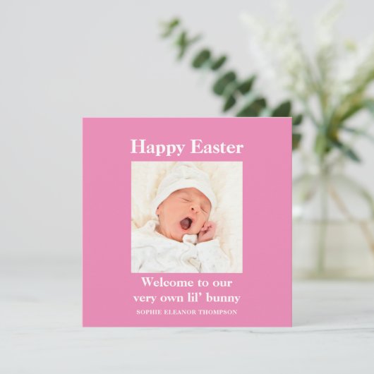誕生発表ハッピーイースターフォトガールピンク シーズンカード (スタンド正面)