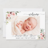 誕生発表フォトカードピンクローズ 案内状 (正面)