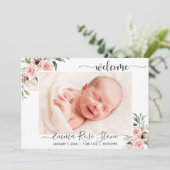 誕生発表フォトカードピンクローズ 案内状 (スタンド正面)