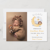 誕生発表フォトカード月の上の動物 案内状 (正面)