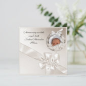 誕生発表ベージュ写真フレームボウ 案内状 (スタンド正面)