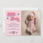 誕生発表レトロGroovy Helloベビーカード 案内状 (正面)