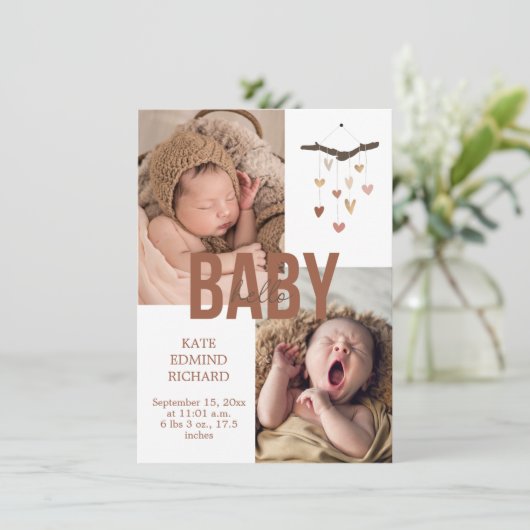 誕生発表写真ベビーシャワーありがとう 案内状 (スタンド正面)