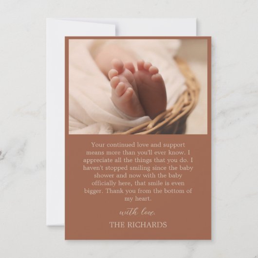 誕生発表写真ベビーシャワーありがとう 案内状 (裏面)