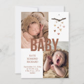 誕生発表写真ベビーシャワーありがとう 案内状 (正面)