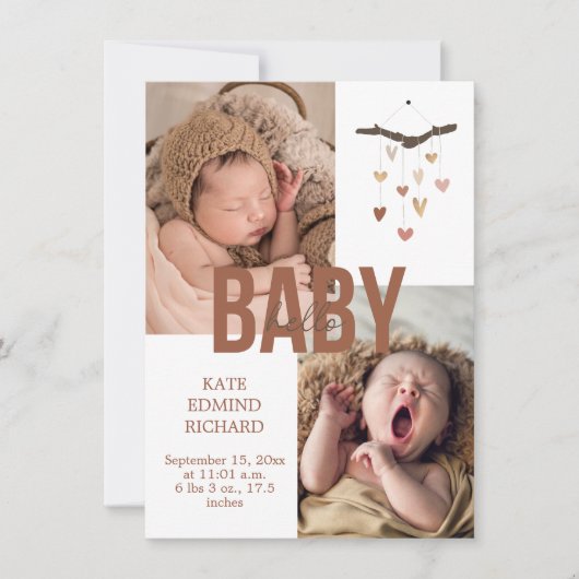 誕生発表写真ベビーシャワーありがとう 案内状 (正面)