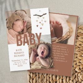 誕生発表写真ベビーシャワーありがとう 案内状