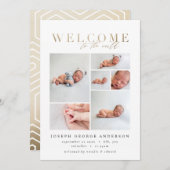 誕生発表写真数々の金ゴールド幾何学的 サンキューカード (正面/裏面)