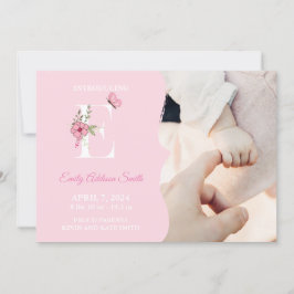 誕生発表女の子イニシャルE 招待状