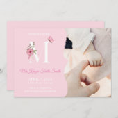 誕生発表女の子イニシャルM 招待状 (正面/裏面)