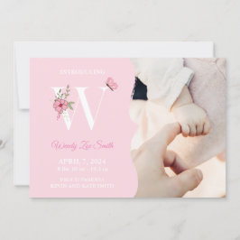 誕生発表女の子イニシャルW 招待状