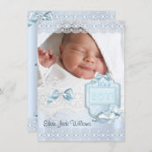 誕生発表新生児ボーイフォトシューズ2 案内状 (正面/裏面)