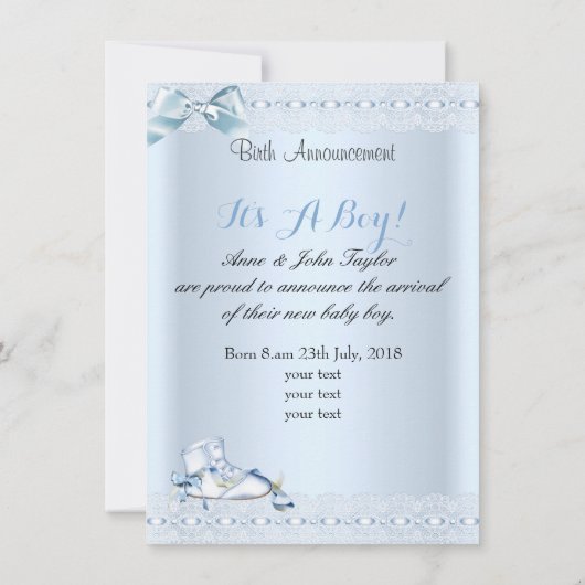 誕生発表新生児ボーイフォトシューズ2 案内状 (裏面)