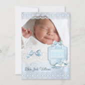 誕生発表新生児ボーイフォトシューズ2 案内状 (正面)