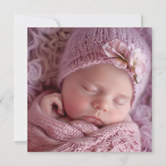 誕生発表水かわいらし色バタフライ 案内状 (裏面)