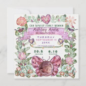 誕生発表水かわいらし色バタフライ 案内状 (正面)