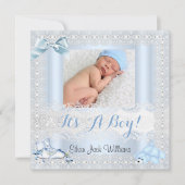 誕生発表男の赤ちゃんフォトシューズベア4 案内状 (正面)