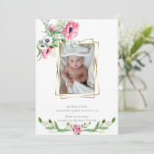 誕生発表 | ピンクの水色のケシ 招待状 (スタンド正面)