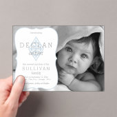 誕生発表 |ボーイフォト(紋章の)フラ・ダ・リクロス アクリル招待状 (インサイチュ (ポータブル))