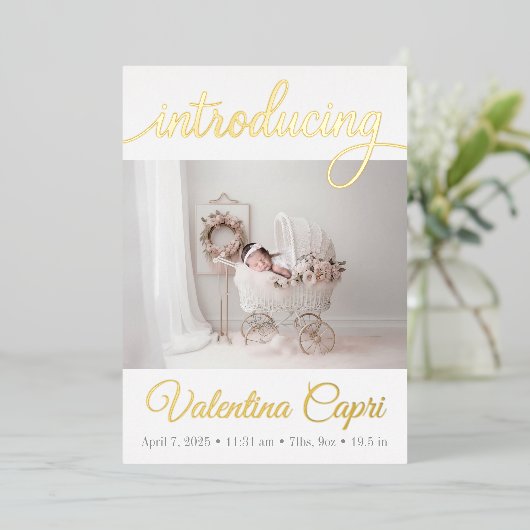 誕生発表 箔招待状 (立ち正面)