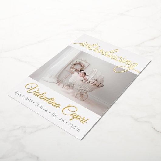 誕生発表 箔招待状 (回転した状態)