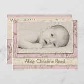 誕生発表 – Fennelピンク 案内ポストカード (正面/裏面)