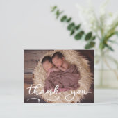 誕生発表Thank You Script カジュアルPhoto ポストカード (スタンド正面)