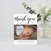 誕生発表Thank You Script モダンPhoto ポストカード (スタンド正面)