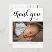 誕生発表Thank You Script モダンPhoto ポストカード (正面/裏面)