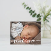 誕生発表Thank You Script モダンPhoto ポストカード (スタンド正面)