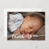 誕生発表Thank You Script モダンPhoto ポストカード (正面/裏面)