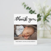 誕生発表Thank You Script モダンPhoto ポストカード (スタンド正面)