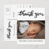 誕生発表Thank You Script モダンPhoto ポストカード (正面/裏面)