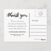 誕生発表Thank You Script モダンPhoto ポストカード (裏面)