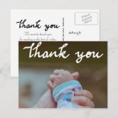 誕生発表Thank You Script モダンPhoto ポストカード (正面/裏面)