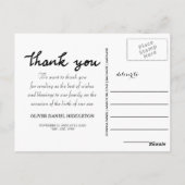 誕生発表Thank You Script モダンPhoto ポストカード (裏面)