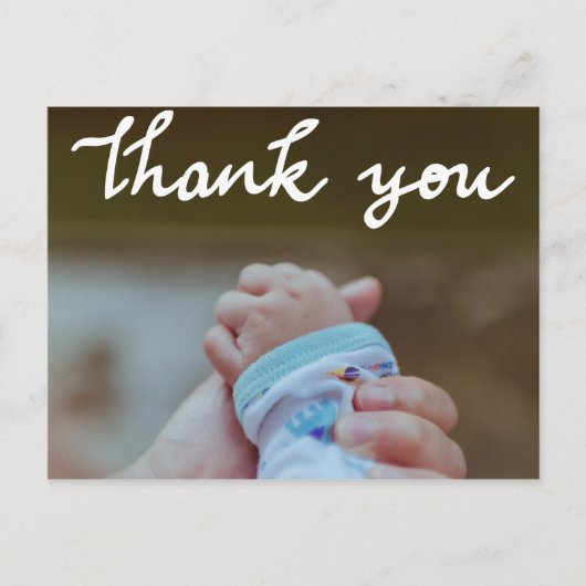 誕生発表Thank You Script モダンPhoto ポストカード (正面)