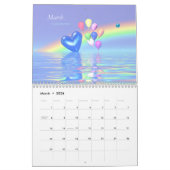 誕生石のハートとバルーン カレンダー (3月 2026)