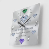 誕生石60周年記念結婚贈アイディア スクエア壁時計 (傾斜)