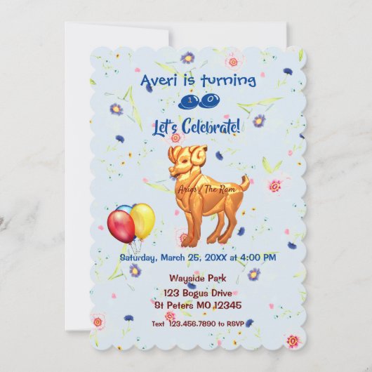 誕生石 ラム - 牡羊座（3月21日– 4月19日） 招待状 (正面)