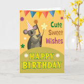 誕生祝いとコアラのグリーティングカード カード (黄色い花)